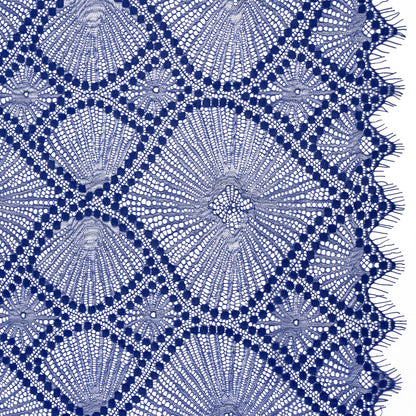 Metallic Raschel Lace Panel with Finished Edges - Electric Blue and Silver Sun Ray Ogees