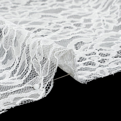 Corded Raschel Lace Panel with Finished Edges - Off White Classic Florals