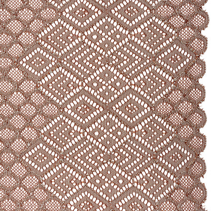 Corded Lace with Finished Edges - Maroon and Taupe Decorated Diamond Stripes