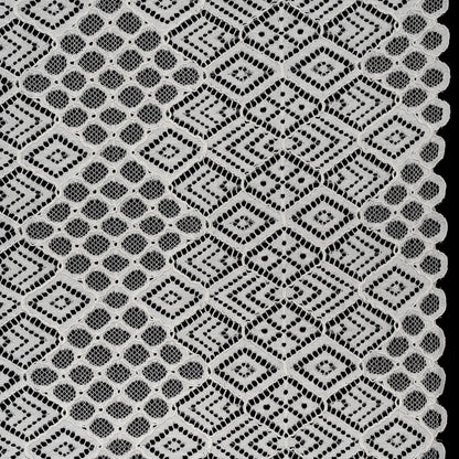 Corded Lace with Finished Edges - Ivory Decorated Diamond Stripes