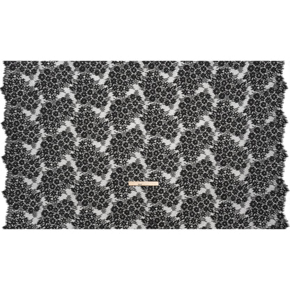 Raschel Lace Panel with Organic Finished Edges - Black Daisy Bunches
