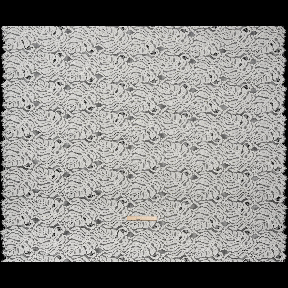 Corded Lace Panel with Organic Finished Edges - Ivory Tropical Leaves - Full
