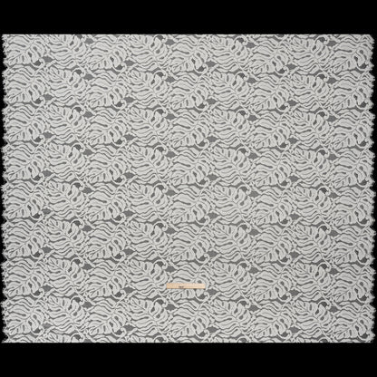 Corded Lace Panel with Organic Finished Edges - Ivory Tropical Leaves
