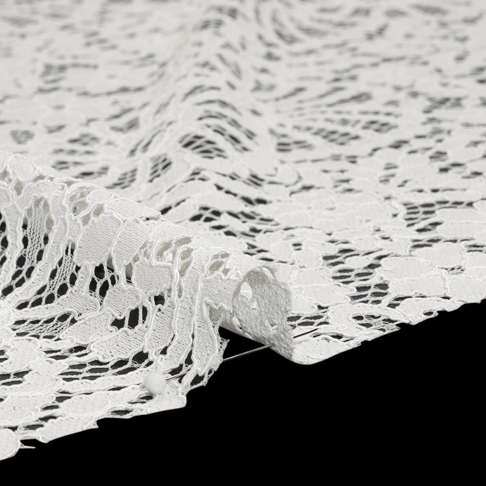 Corded Lace Panel with Finished Latticework Edges - Ivory Floral - Detail