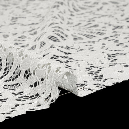 Corded Lace Panel with Finished Latticework Edges - Ivory Floral