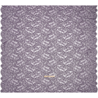 Chantilly Lace Panel with Scalloped Finished Edges - Counterculture Purple Flowers and Leaves