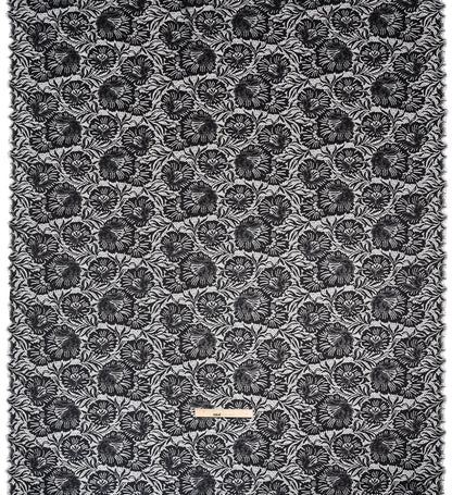 Metallic Raschel Lace Panel with Finished Edges - Black and Black Bold Florals