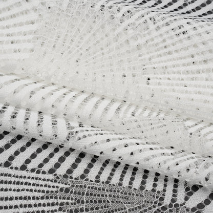 Raschel Lace Panel with Finished Scalloped Edges - Ivory Fans
