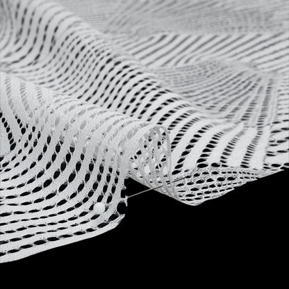 Raschel Lace Panel with Finished Scalloped Edges - Ivory Fans