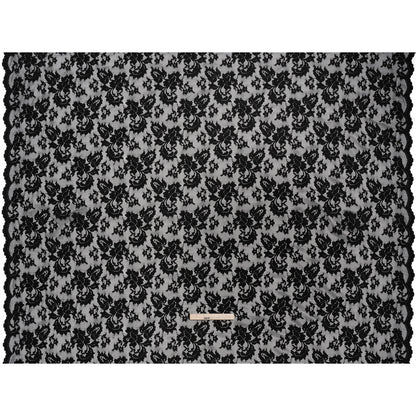 Stretch Raschel Lace with Finished Edges - Black Ornate Floral