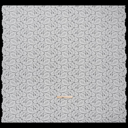 Stretch Re-Embroidered Lace with Finished Edges - Ivory Waving Leaves