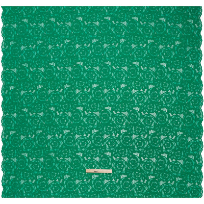 Stretch Re-Embroidered Lace with Finished Edges - Emerald All-Over Roses