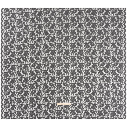 Stretch Raschel Lace with Finished Scalloped Edges - Luminous Gunmetal Gray Flowers, Leaves and Swirls - Crina Collection