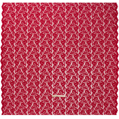 Stretch Raschel Lace with Finished Edges - Red Blooming Petals