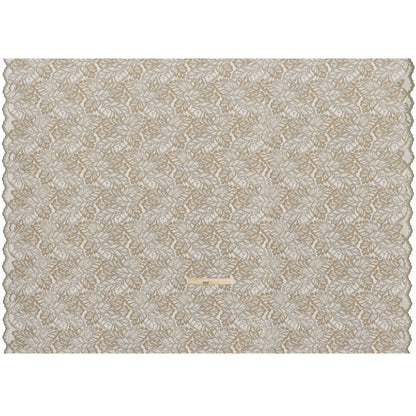 Stretch Metallic Raschel Lace with Finished Edges - Sandstone Gray and Silver Leafy Plants