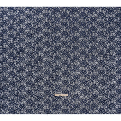 Stretch Corded Raschel Lace with All-Over Glitter - Navy on Navy Floral