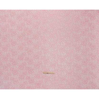 Stretch Corded Raschel Lace with All-Over Glitter - Pink on Pink Floral