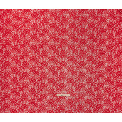 Stretch Corded Raschel Lace with All-Over Glitter - Red on Red Floral