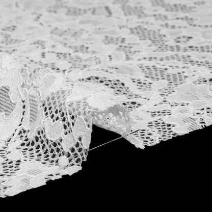 Stretch Corded Lace with Finished Edges - Ivory Flower Garden