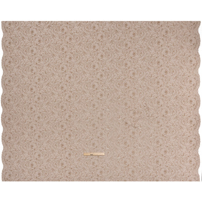 Stretch Corded Lace with Finished Edges - Cub Brown and Natural Bold Blooming Florals - Dania Collection