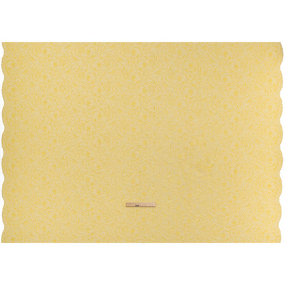 Stretch Corded Lace with Finished Edges - Acacia Yellow and Natural Bold Blooming Florals - Dania Collection