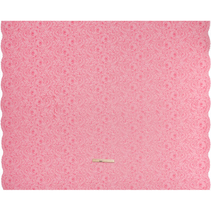 Stretch Corded Lace with Finished Edges - Raspberry Pink and Natural Bold Blooming Florals - Dania Collection