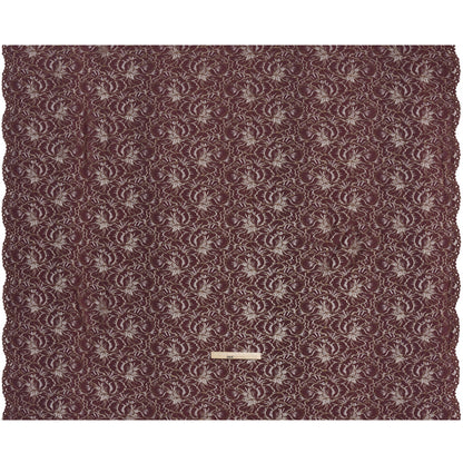 Stretch Metallic Corded Lace with Finished Edges - Deep Orchid Purple and Gold Bold Blooming Florals - Dania Collection