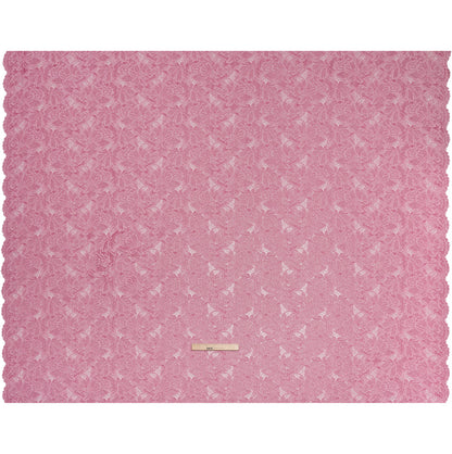 Stretch Corded Lace with Finished Edges - Festival Fuchsia and Natural Tropical Blossoms - Ottilie Collection
