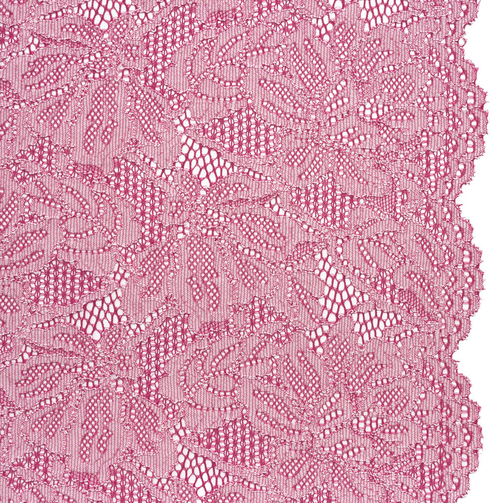 Stretch Corded Lace with Finished Edges - Festival Fuchsia and Natural Tropical Blossoms - Ottilie Collection