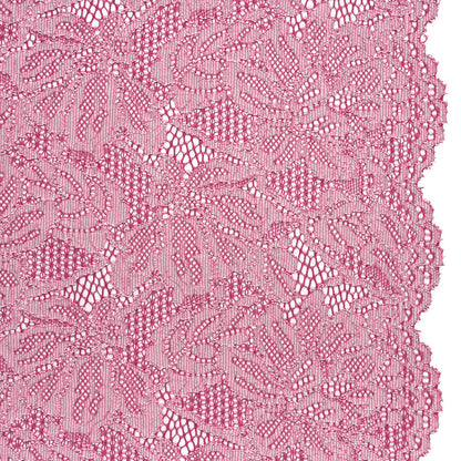 Stretch Corded Lace with Finished Edges - Festival Fuchsia and Natural Tropical Blossoms - Ottilie Collection
