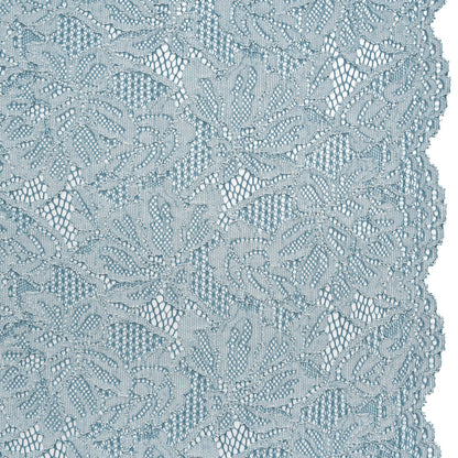 Stretch Corded Lace with Finished Edges - Storm Blue and Natural Tropical Blossoms - Ottilie Collection