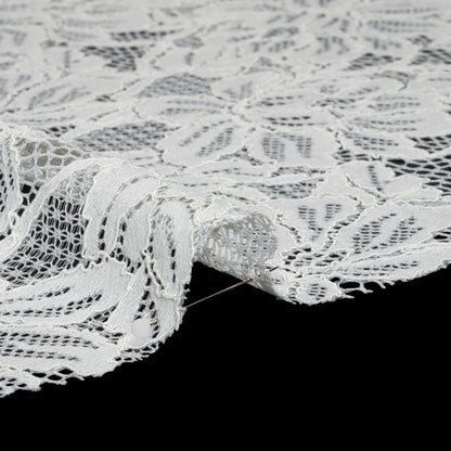 Stretch Corded Lace with Finished Edges - Ivory Tropical Blossoms - Ottilie Collection