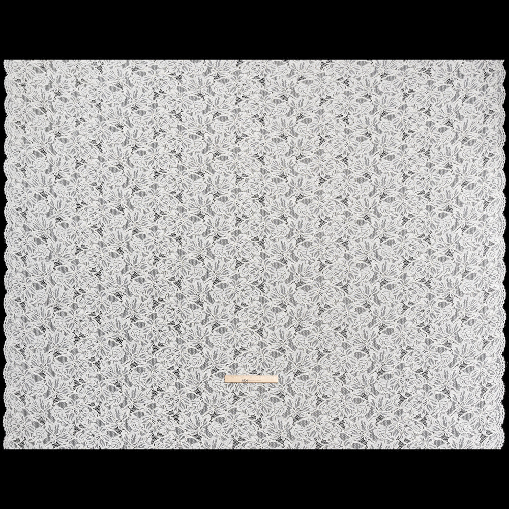 Stretch Corded Lace with Finished Edges - Ivory Tropical Blossoms - Ottilie Collection