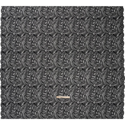 Stretch Raschel Lace with Finished Edges - Black Swirling Gardens