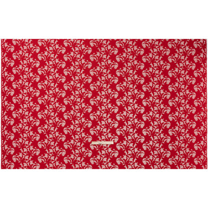 Recycled Stretch Raschel Lace with Finished Edges - Cherry Red Dancing Lilies