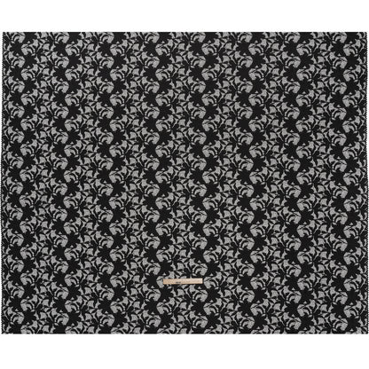 Recycled Stretch Raschel Lace with Finished Edges - Black Dancing Lilies