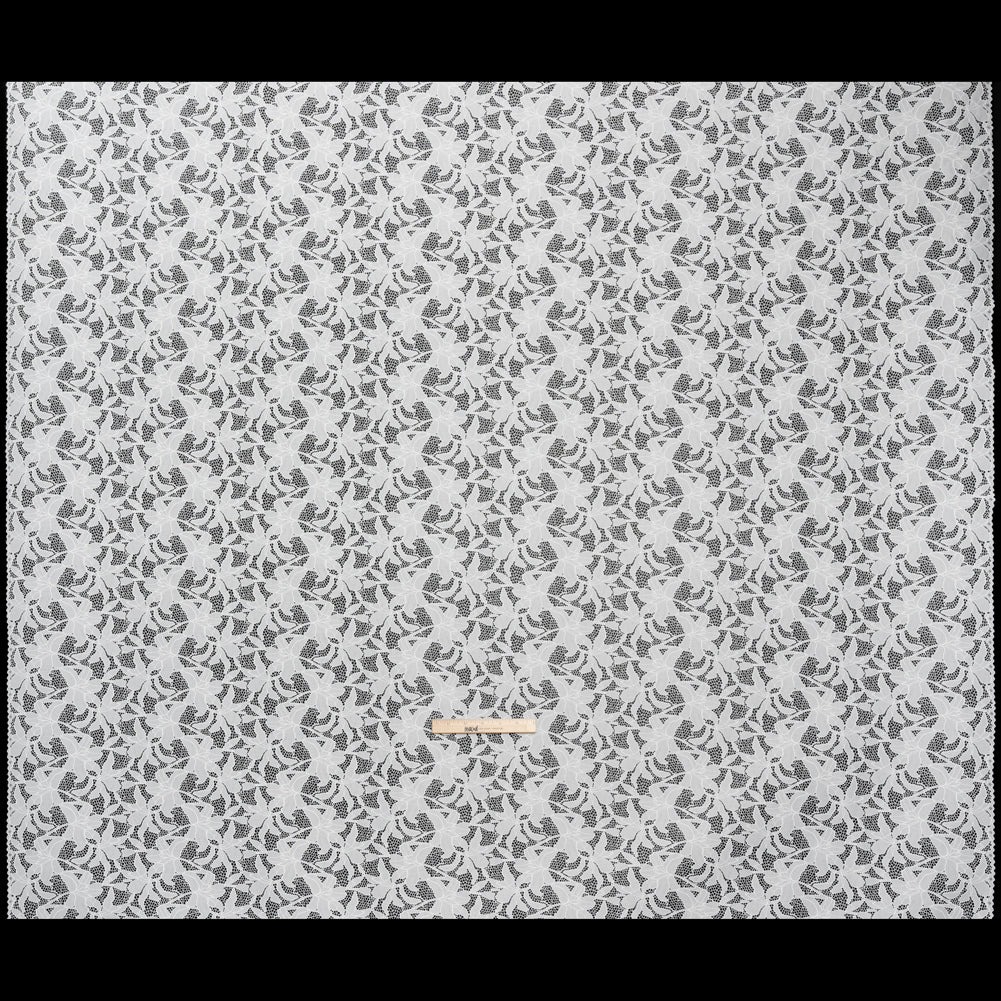 Recycled Stretch Raschel Lace with Finished Edges - PFD White Dancing Lilies - Full