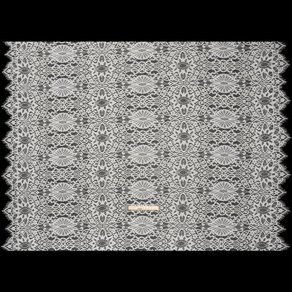 Corded Lace Panel with Finished Eyelash Fringe Edges - Ivory Floral Flows