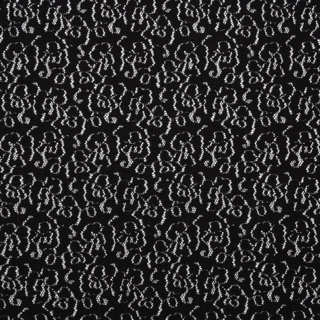 Stretch Raschel Lace - Black Dense Allover Floral