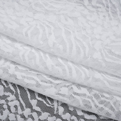 Stretch Raschel Lace - White Animal Stripes and Spots