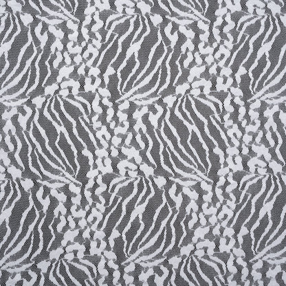 Stretch Raschel Lace - White Animal Stripes and Spots