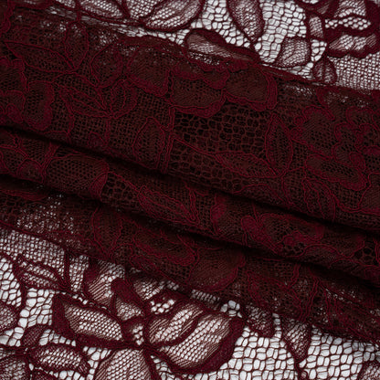 Corded Lace with Finished Edge - Rosewood Sweeping Roses