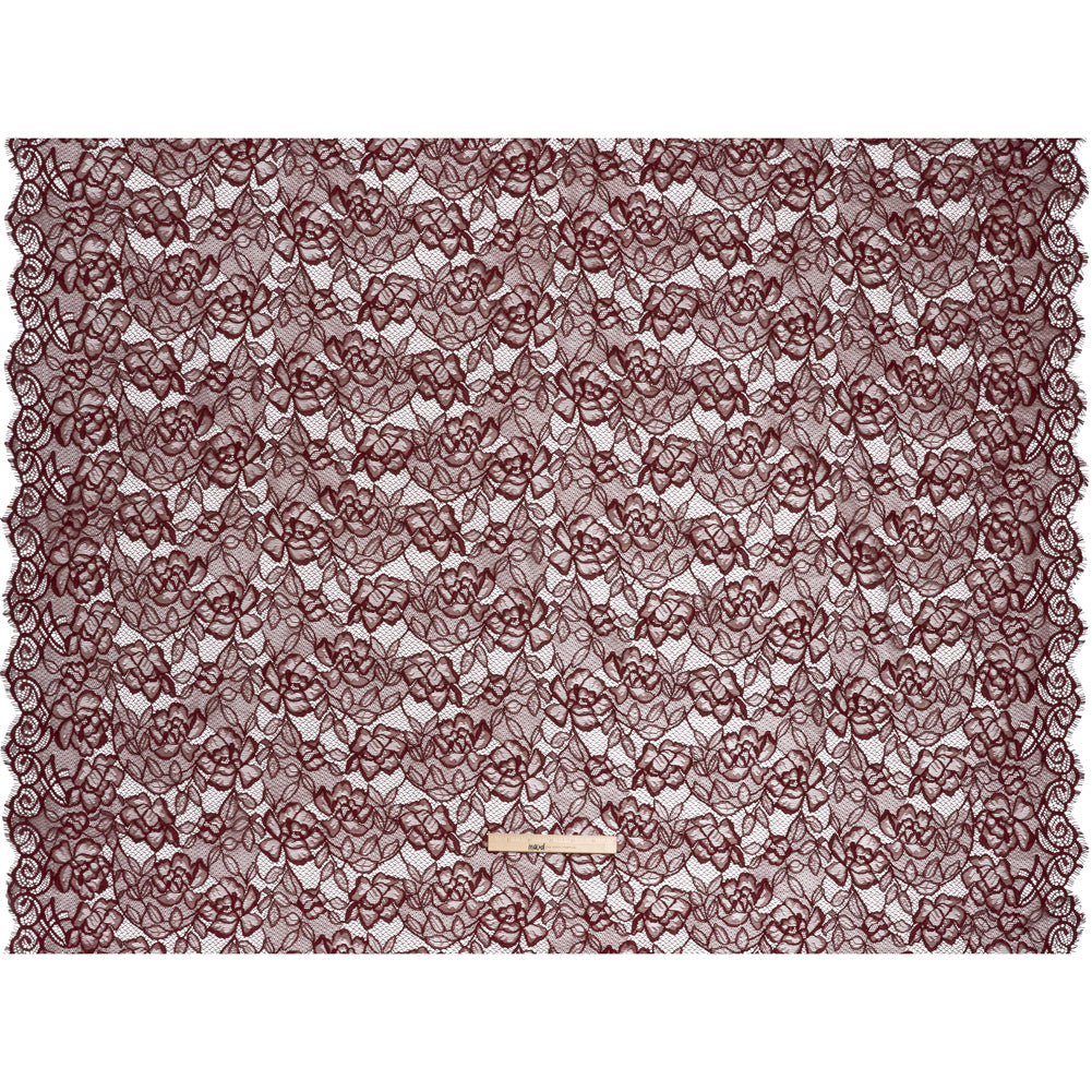 Corded Lace with Finished Edge - Rosewood Sweeping Roses - Full