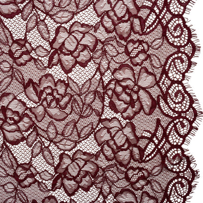 Corded Lace with Finished Edge - Rosewood Sweeping Roses