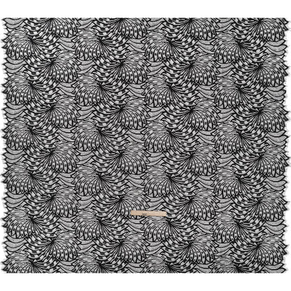Metallic Nylon Lace with Finished Edges - Black Swirling Flowers