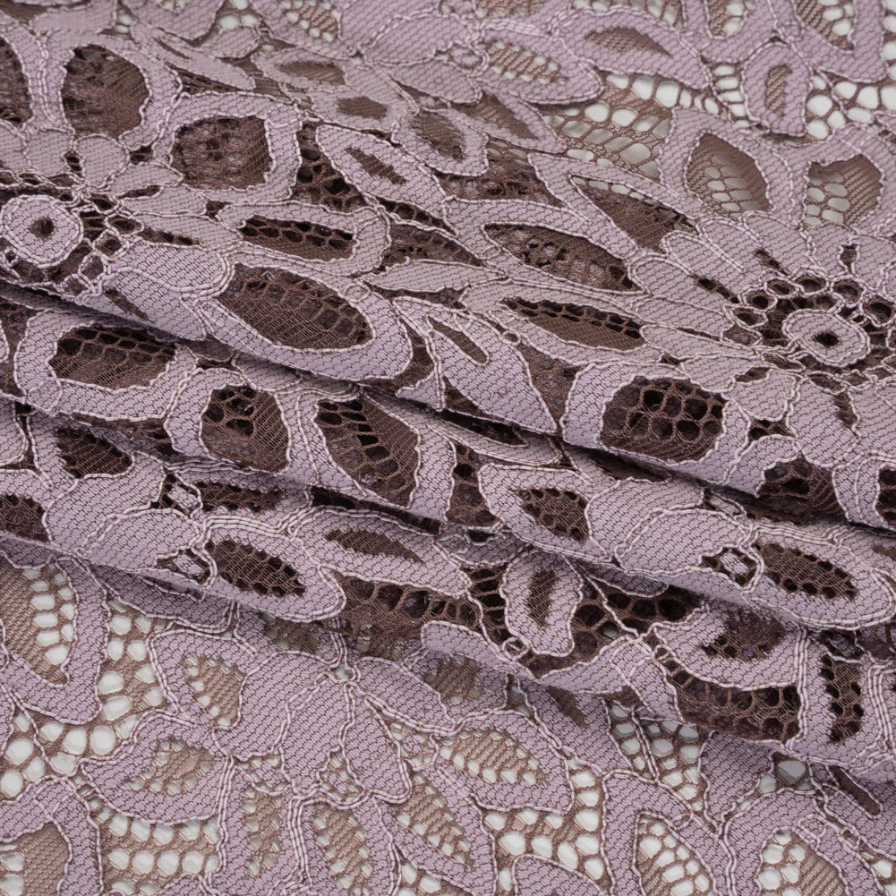 Corded Lace with Finished Scalloped Edges - Flint and Misty Lilac Sunflowers