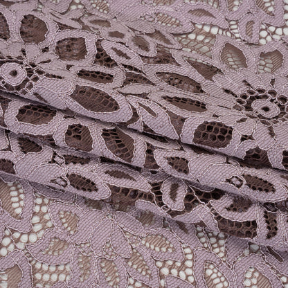 Corded Lace with Finished Scalloped Edges - Flint and Misty Lilac Sunflowers