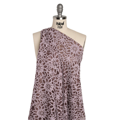 Corded Lace with Finished Scalloped Edges - Flint and Misty Lilac Sunflowers