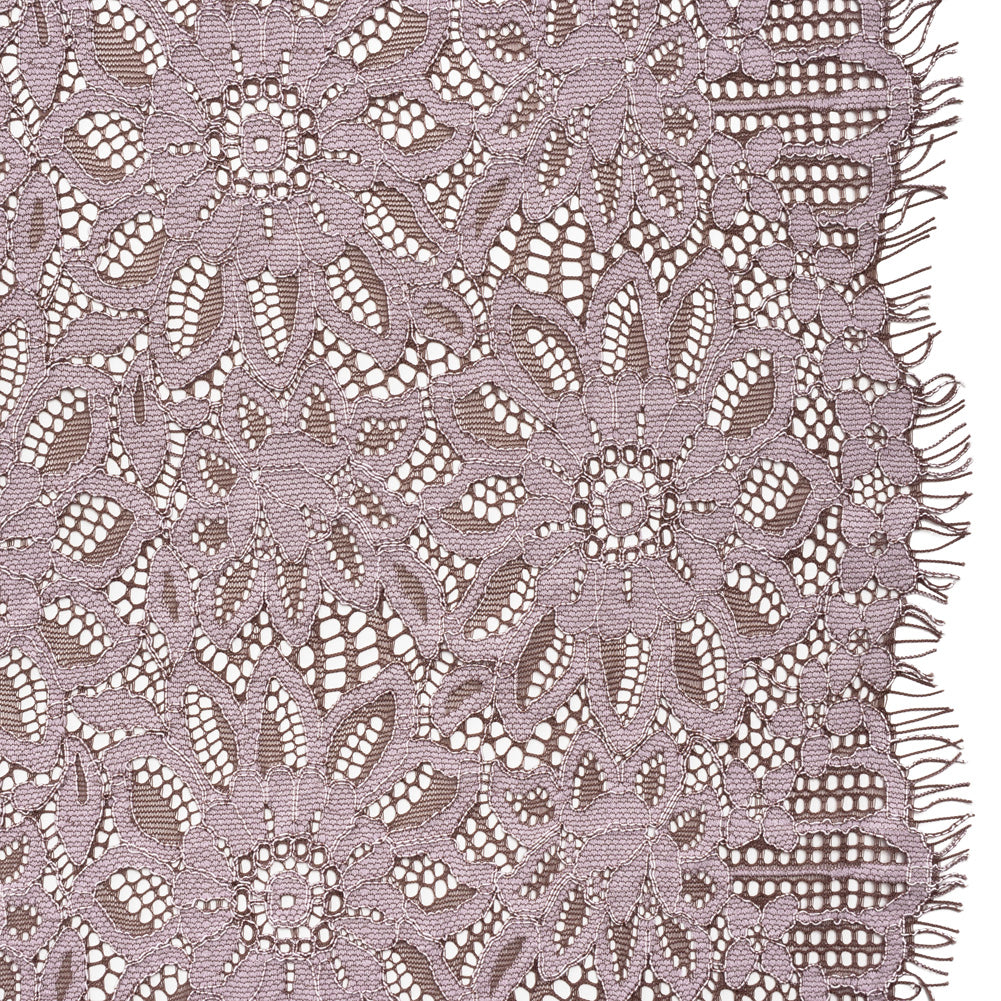 Corded Lace with Finished Scalloped Edges - Flint and Misty Lilac Sunflowers