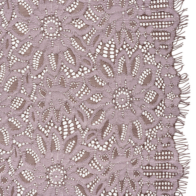 Corded Lace with Finished Scalloped Edges - Flint and Misty Lilac Sunflowers